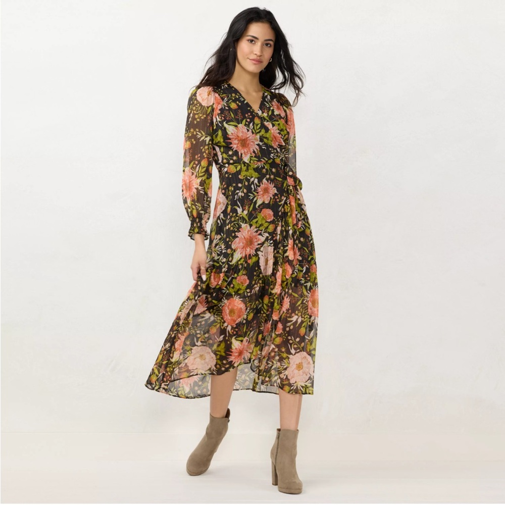 LC Lauren Conrad High-Low Hem Faux-Wrap Maxi Dress